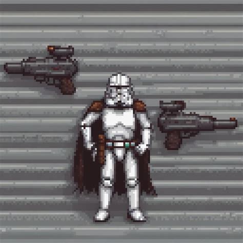 Star Wars Clone Trooper Pixel Art Duas Armas Imagem Premium