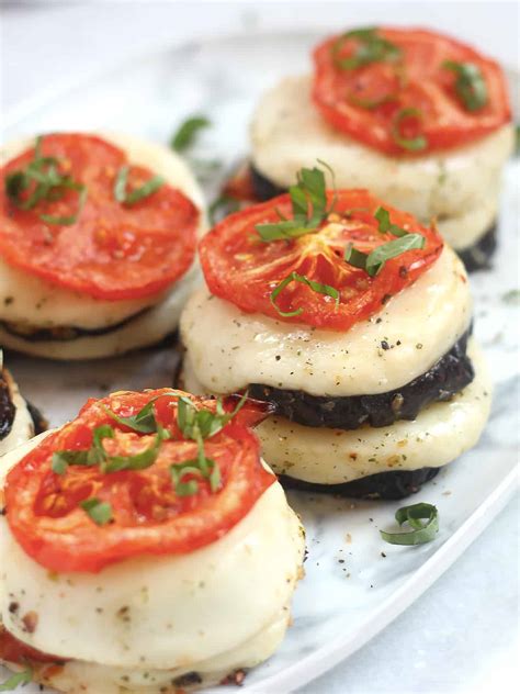 Marinated Roasted Eggplant Tomato And Mozzarella Stacks Slow The Cook Down