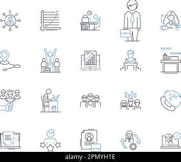 Job Procedure Line Icons Collection Systematize Organize Streamline