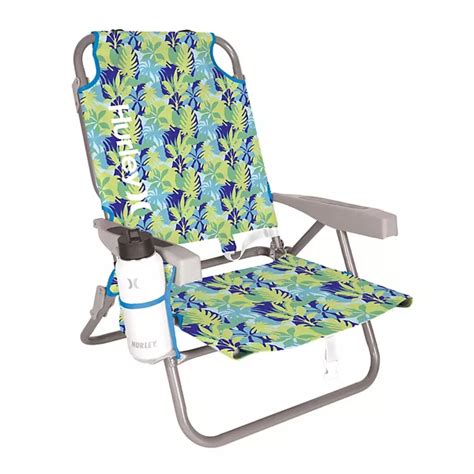 Hurley Backpack Beach Chair With Insulated Cooler Pocket