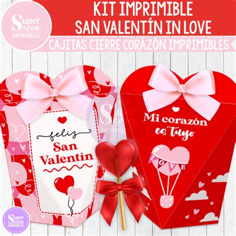 KIT IMPRIMIBLE SAN VALENTÍN IN LOVE CAJITAS CIERRE CORAZÓN Supernova