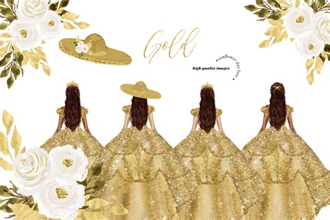 Gold Princess Quinceanera Clipart Graphic By Sunflowerlove · Creative Fabrica