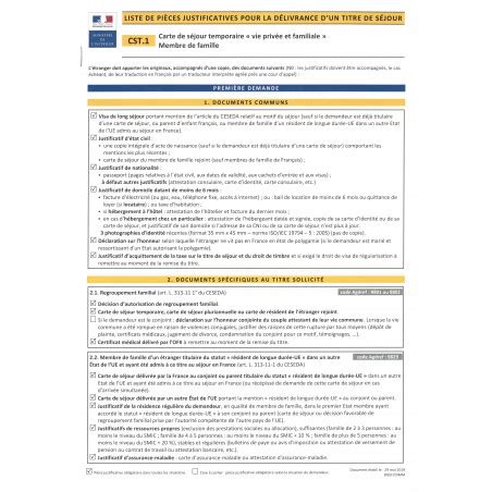cst carte de sejour temporaire vie privee  familiale membre de