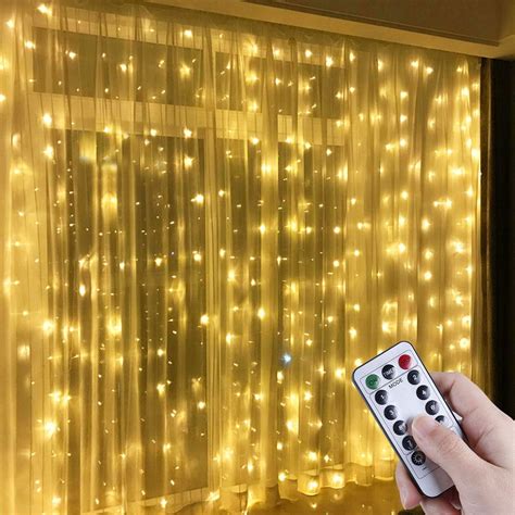 Anpro Window Curtain String Light 300 Led Warm White Window Fairy