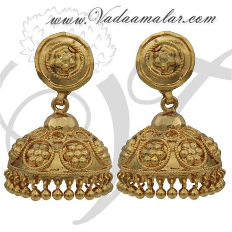 Jhumkas Traditional Indian Micro Gold Plated Jhumki Jumki Earring Earrings