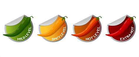 Hot Spicy Level Sticker Labels Vector Illustration Spicy Taste Scale Indicators Rating Sign
