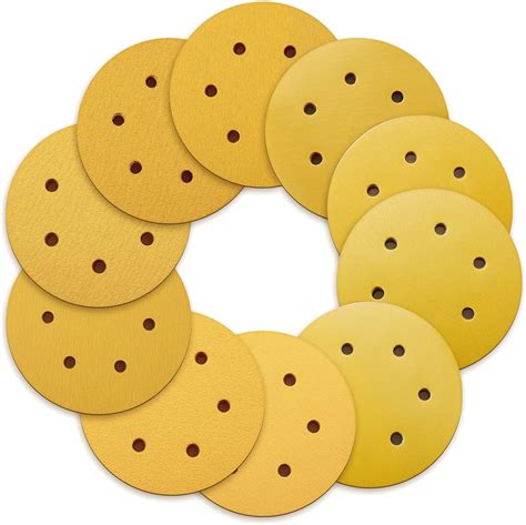 Lounsweer 200 Pcs 6 Inch 6 Holes Hook And Loop Sanding Discs 60 80 100