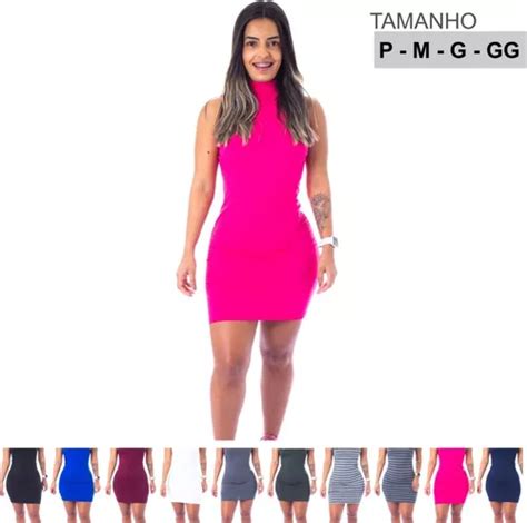 Vestido Feminino Canelado Justo Tubinho Básico E Lindo Escorrega o Preço