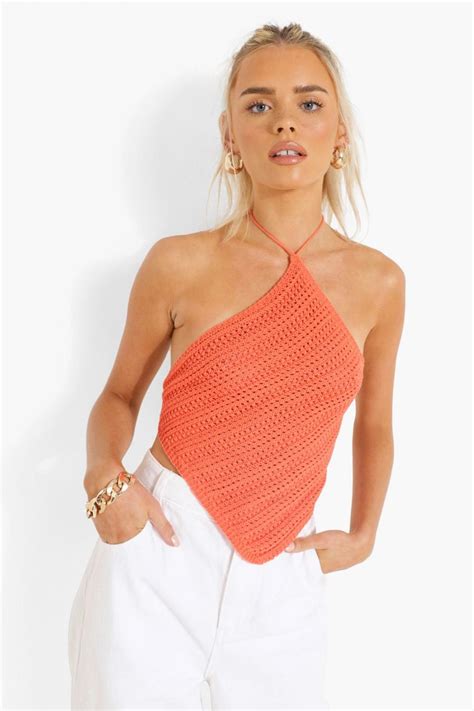 Knitted Halterneck Bandana Top Boohoo