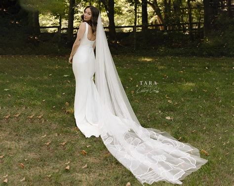 LILLY Cathedra Organza Floral Veil Custom Veil Cathedral Wedding