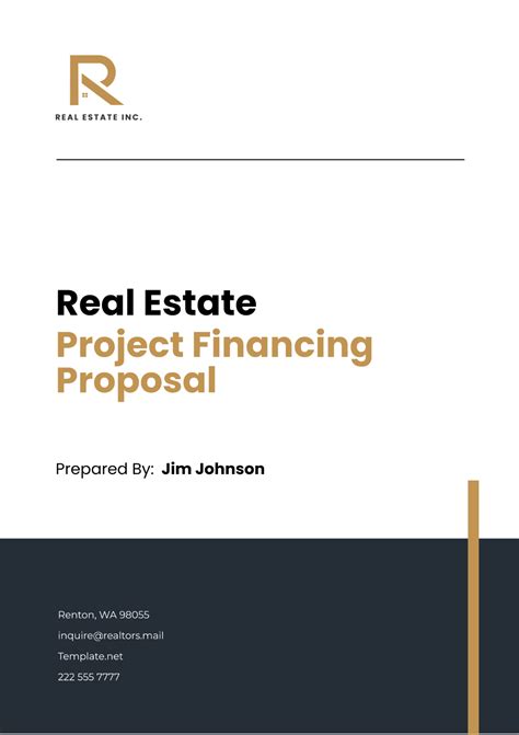 Real Estate Project Financing Proposal Template Edit Online