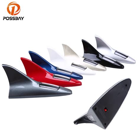 Possbay Car Shark Fin Antennas Led Solar Powered Aerial Roof Decoration