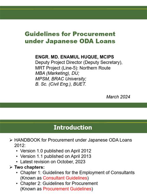 Procurement Under Japanese Jica Oda Loans Download Free Pdf Request