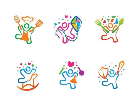 kinder logo symbol oder symbolvorlage premium vektor