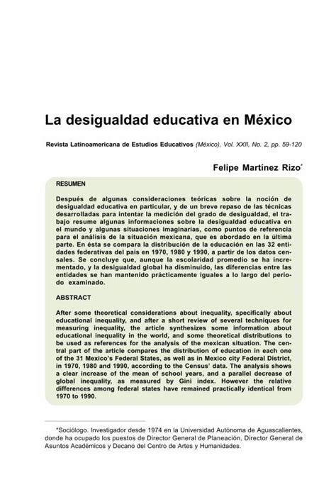 Pdf La Desigualdad Educativa En M Xico Cee Edu Mx Pdf Filela