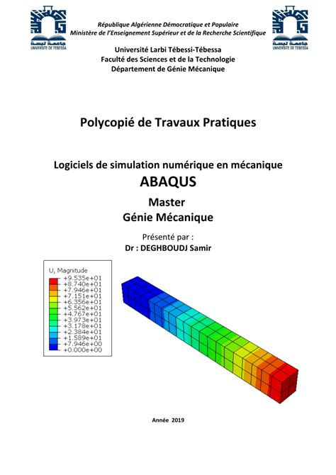 Pdf Logiciel De Simulation En Génie Mécanique Abaqus