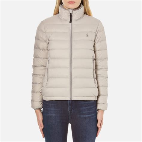 Polo Ralph Lauren Women S Lightweight Nylon Puffa Coat Chrome Grey Free Uk Delivery Over £50