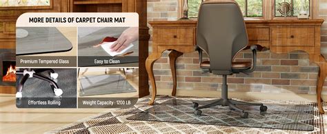 Glsland Office Chair Mat 46 X 55 Tempered Glass Floor Mat For Office Chair On