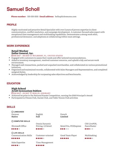 Retail Worker Resume Example Kickresume