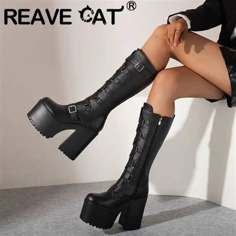 REAVE CAT Botas góticas para mujer botines hasta la rodilla punta