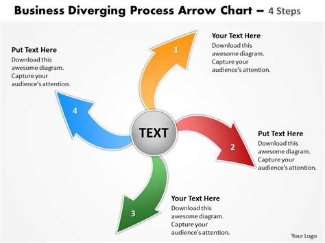 Diverging Process Arrow Chart 4 Steps Cycle Diagram Free Powerpoint