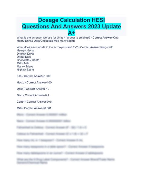 SOLUTION Dosage Calculation Hesi Questions And Answers 2023 Update A