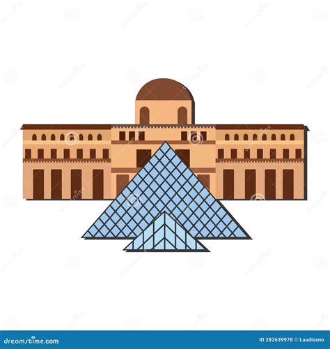 Isolated Colored Louvre Museum Landmark Icon Vector Stock Vector