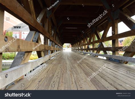 naperville riverwalk covered bridge  dupage stock photo