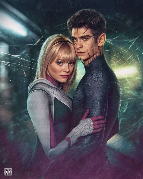 Spider Gwen Emma Stone And Spider Man Andrew Garfield Amazing