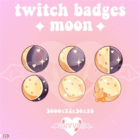 Twitch Moon Sub Badges Bit Badges Streamer Graphics Etsy