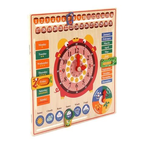 YOSOO Jouet D Horloge Pour Enfants Horloge En Bois Multifonction 6 En 1