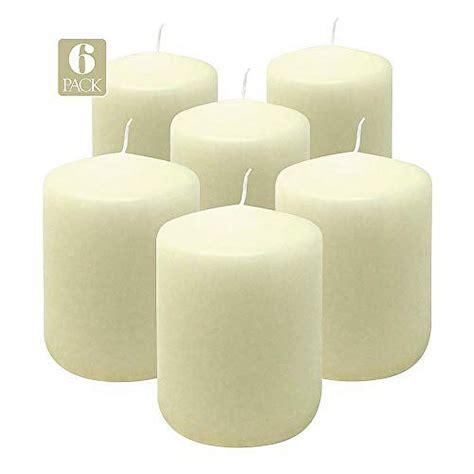 Hyoola 3 X 4 Ivory Unscented European Made Pillar Candles Dripless Paraffin Wax With Smokeless