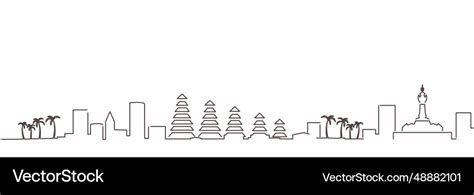 Denpasar Dark Line Simple Minimalist Skyline Vector Image