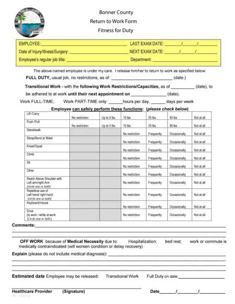 Fitness For Duty Form Fitnessretro