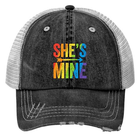 She S Mine Lesbian Pride Lgbt Bride Wedding Pride Print Trucker Hats