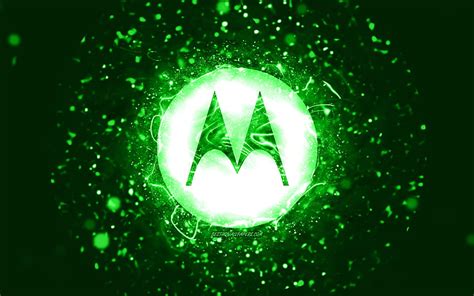 Motorola Green Logo Green Neon Lights Creative Green Abstract Background Motorola Logo