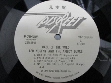 Backwood Records Ted Nugent Amboy Dukes Call Of The Wild Japan Orig