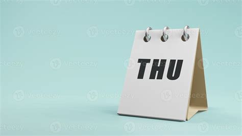 THU Thursday on paper desk calendar 3d rendering 6338823 Stock Photo at Vecteezy