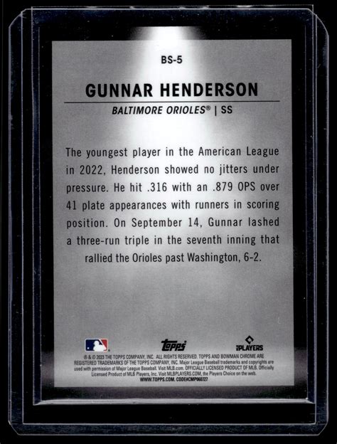 2022 Bowman Spotlight Bowman Chrome Gunnar Henderson BS 5 On Kronozio