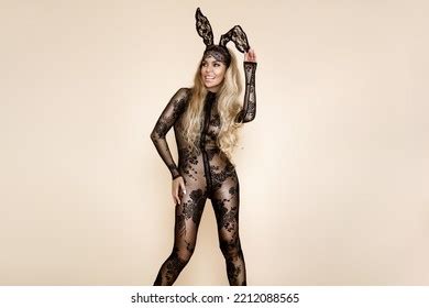 Sexy Blonde Woman Posing Halloween Black Stock Photo Shutterstock