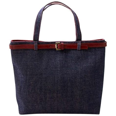 Burberry Blue Denim With Patch Pocket Tote For Sale At 1stdibs