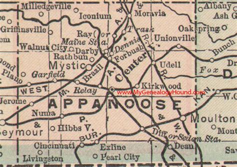 Appanoose County Iowa 1905 Map Iowa County Map Genealogy Map Iowa