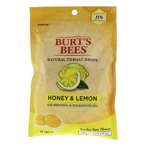 Natural Throat Drops Honey And Lemon By Burts Bees For Unisex 20 Count Drops