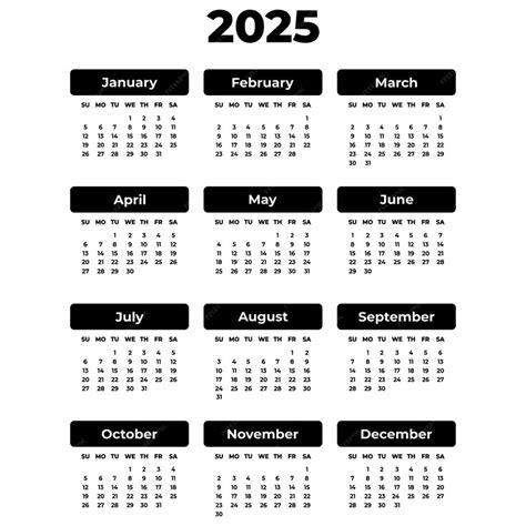 Premium Vector Vector Vertical Black Calendar For 2025 Year Large