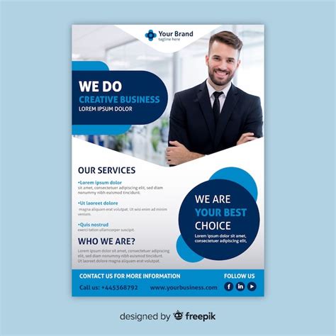 Plantilla De Flyer De Negocios Con Foto Vector Premium