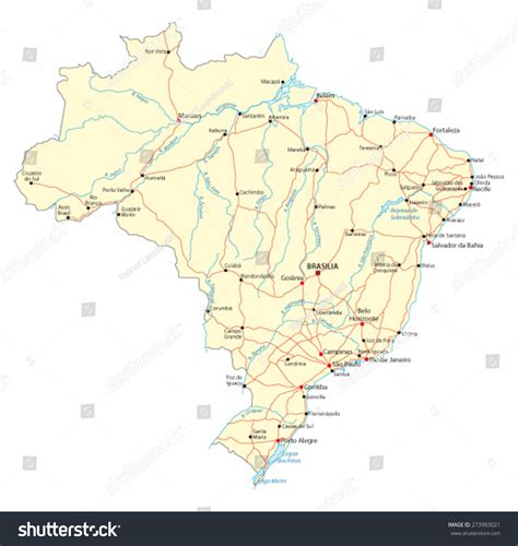 Brazil Road Map Stock Vector Royalty Free 273983021 Shutterstock