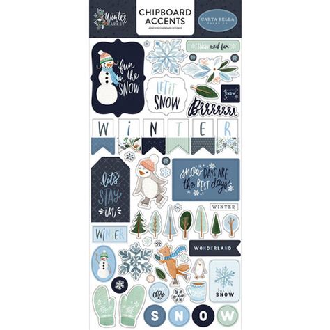 Carta Bella Paper Winter Market Collection Chipboard Stickers Accents