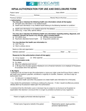 Fillable Online Hipaa Authorization For Use And Disclosure Form Fax