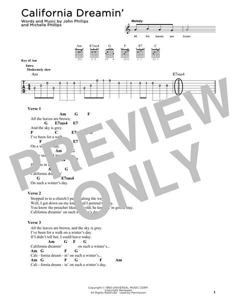 California Dreamin By The Mamas And The Papas Solo Guitar Guitar Instructor