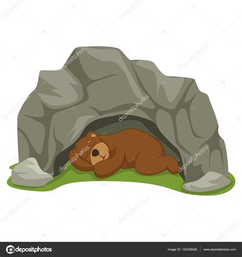 Vector Illustration Of Cartoon Sleeping Bear in cave Stock Vector by ...